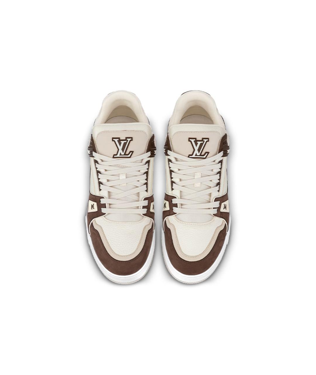 LOUIS VUITTON Бежевые кожаные кроссовки, фото 3