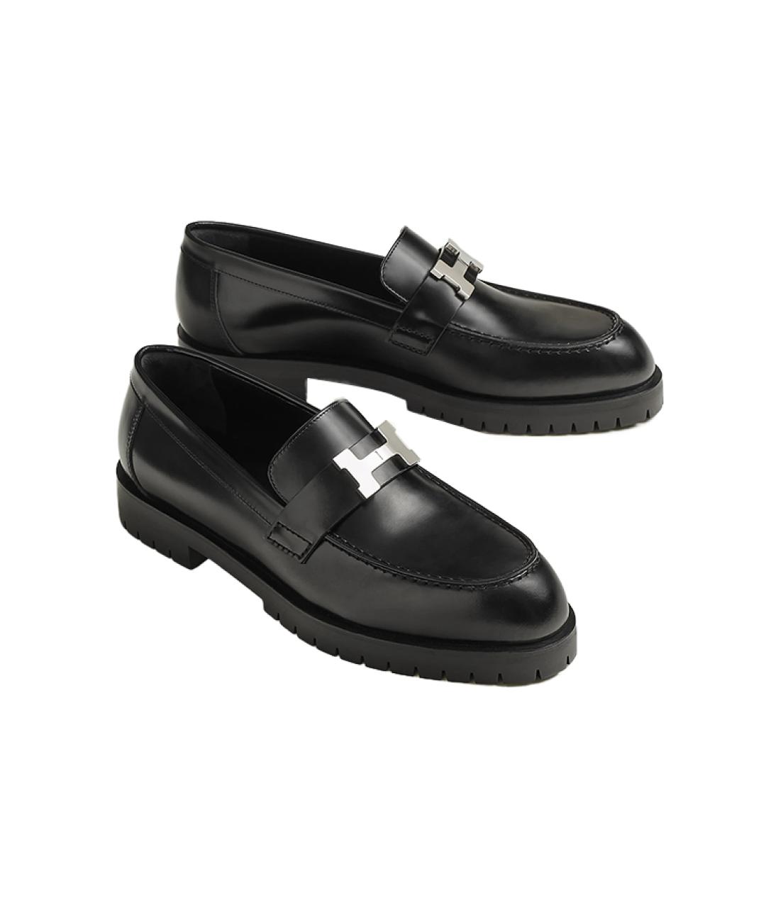 HERMES Черные кожаные лоферы, фото 4