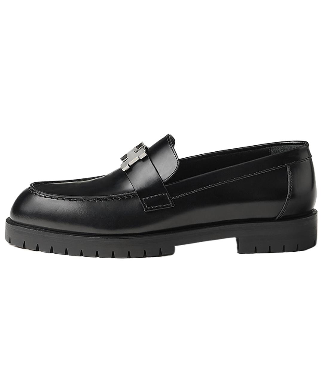 HERMES Черные кожаные лоферы, фото 2