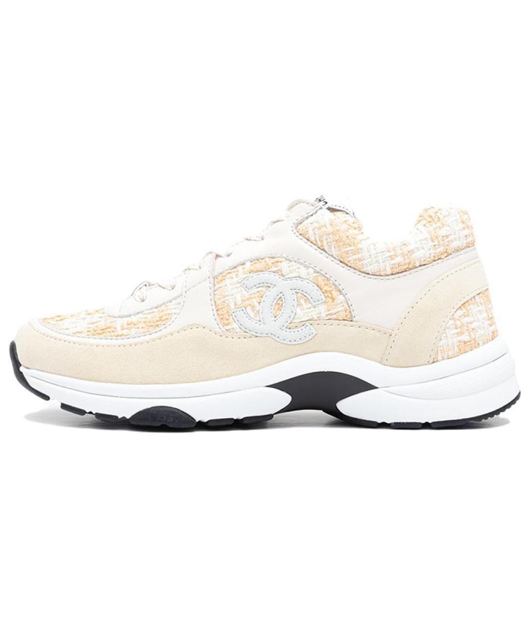 CHANEL Бежевые текстильные кроссовки, фото 6