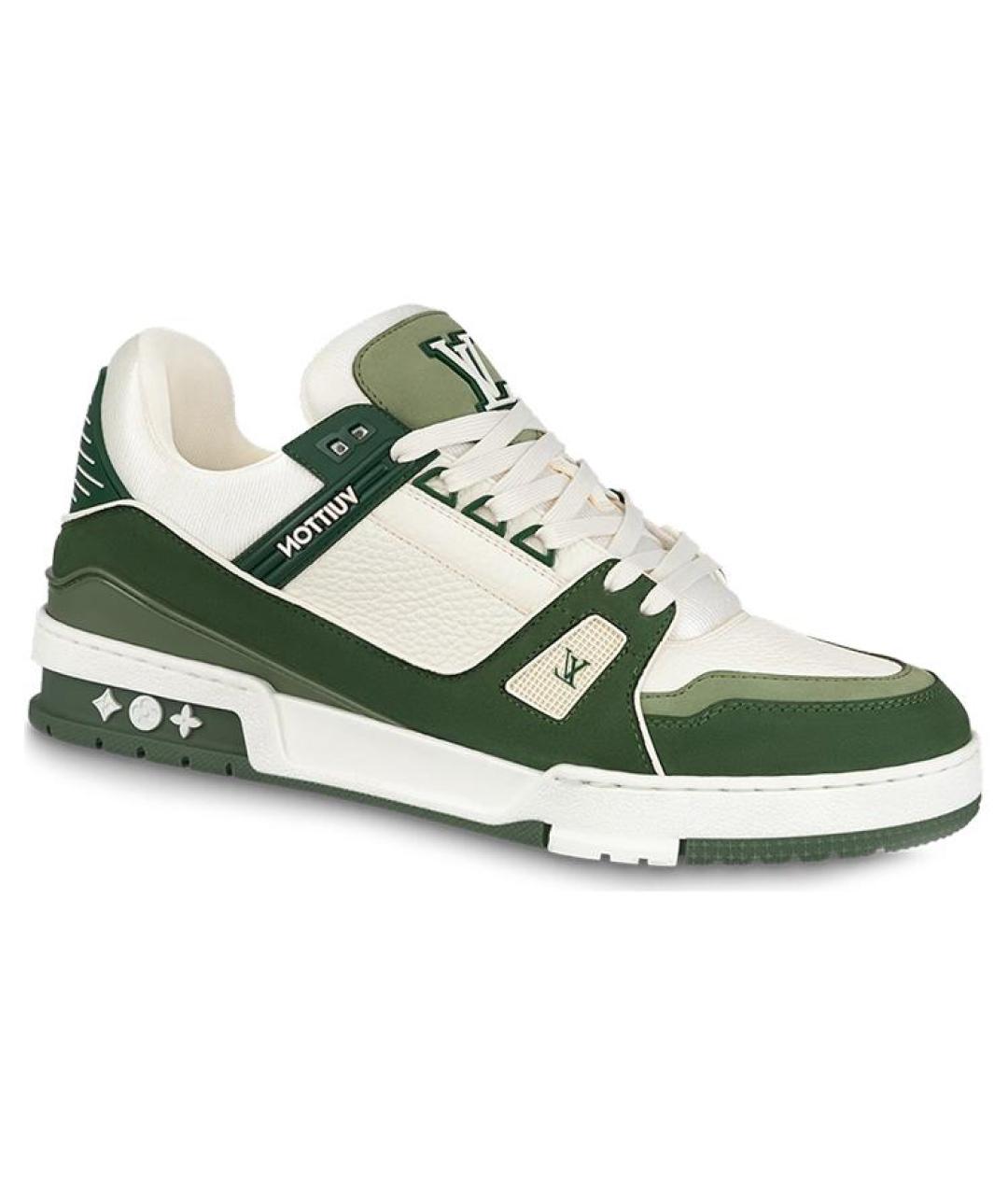 LOUIS VUITTON Зеленые кожаные кроссовки, фото 2