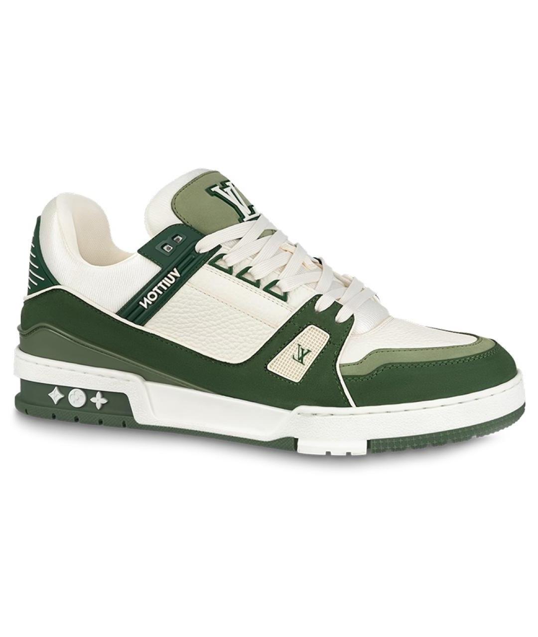 LOUIS VUITTON Зеленые кожаные кроссовки, фото 1