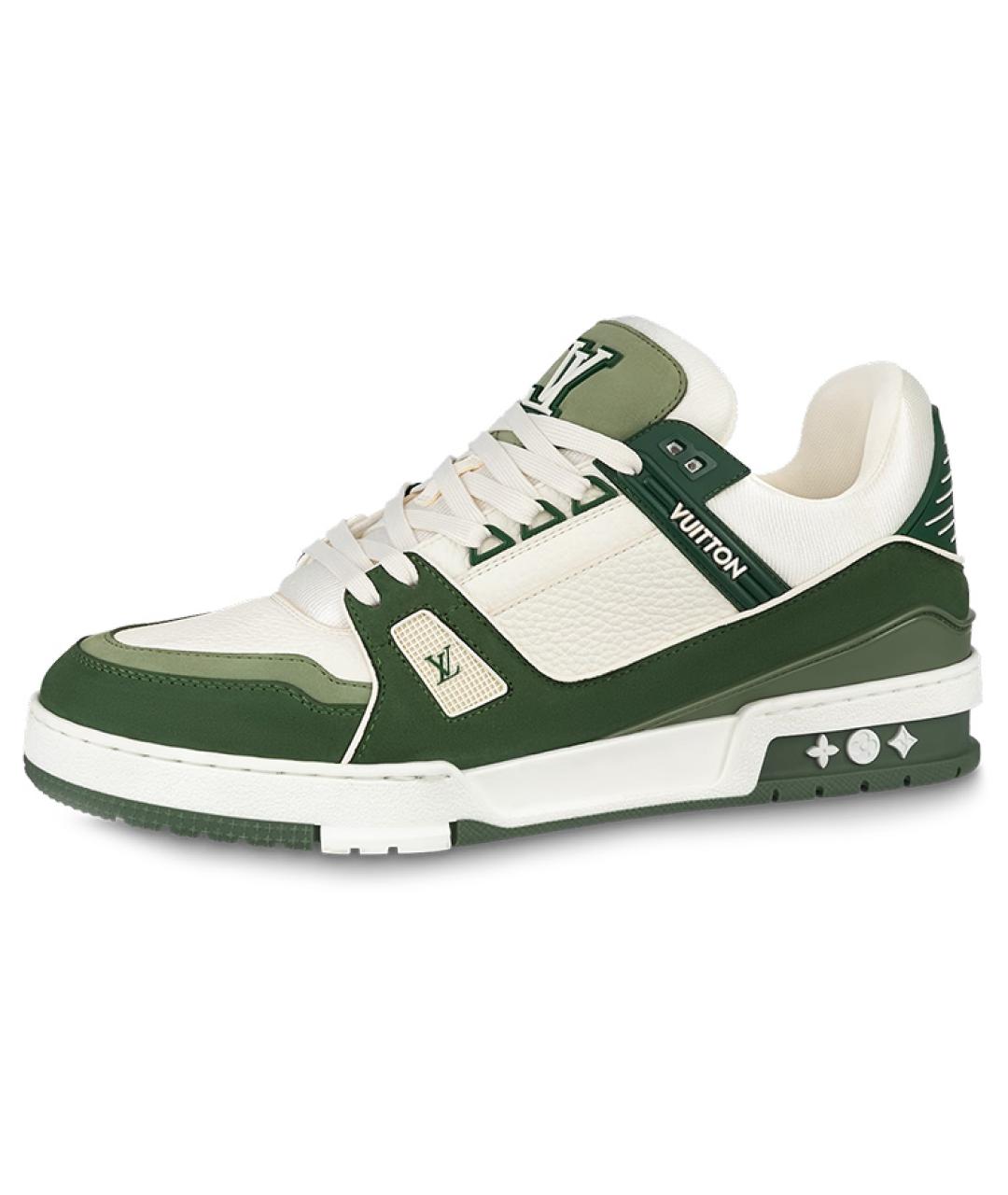 LOUIS VUITTON Зеленые кожаные кроссовки, фото 6