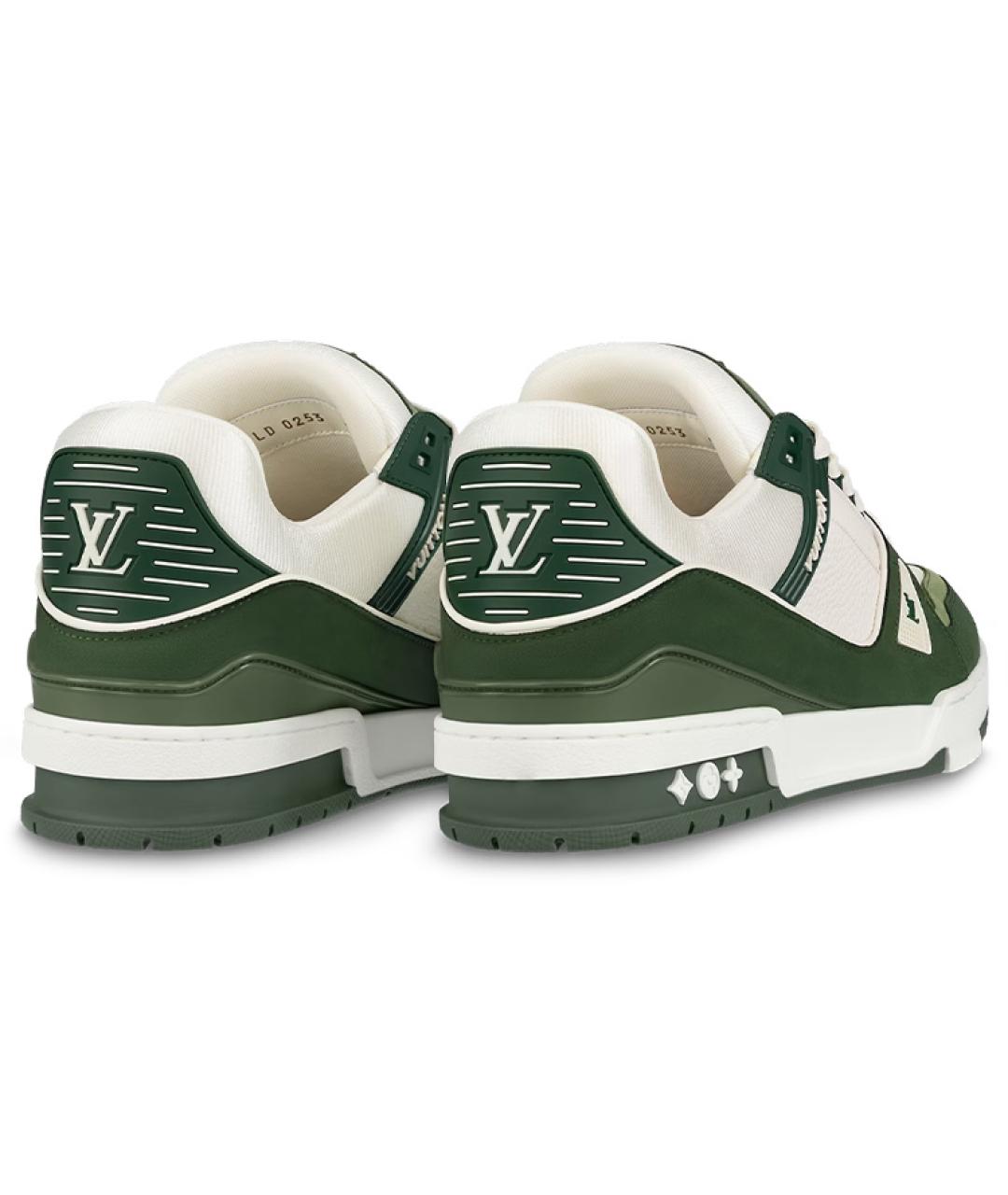 LOUIS VUITTON Зеленые кожаные кроссовки, фото 4