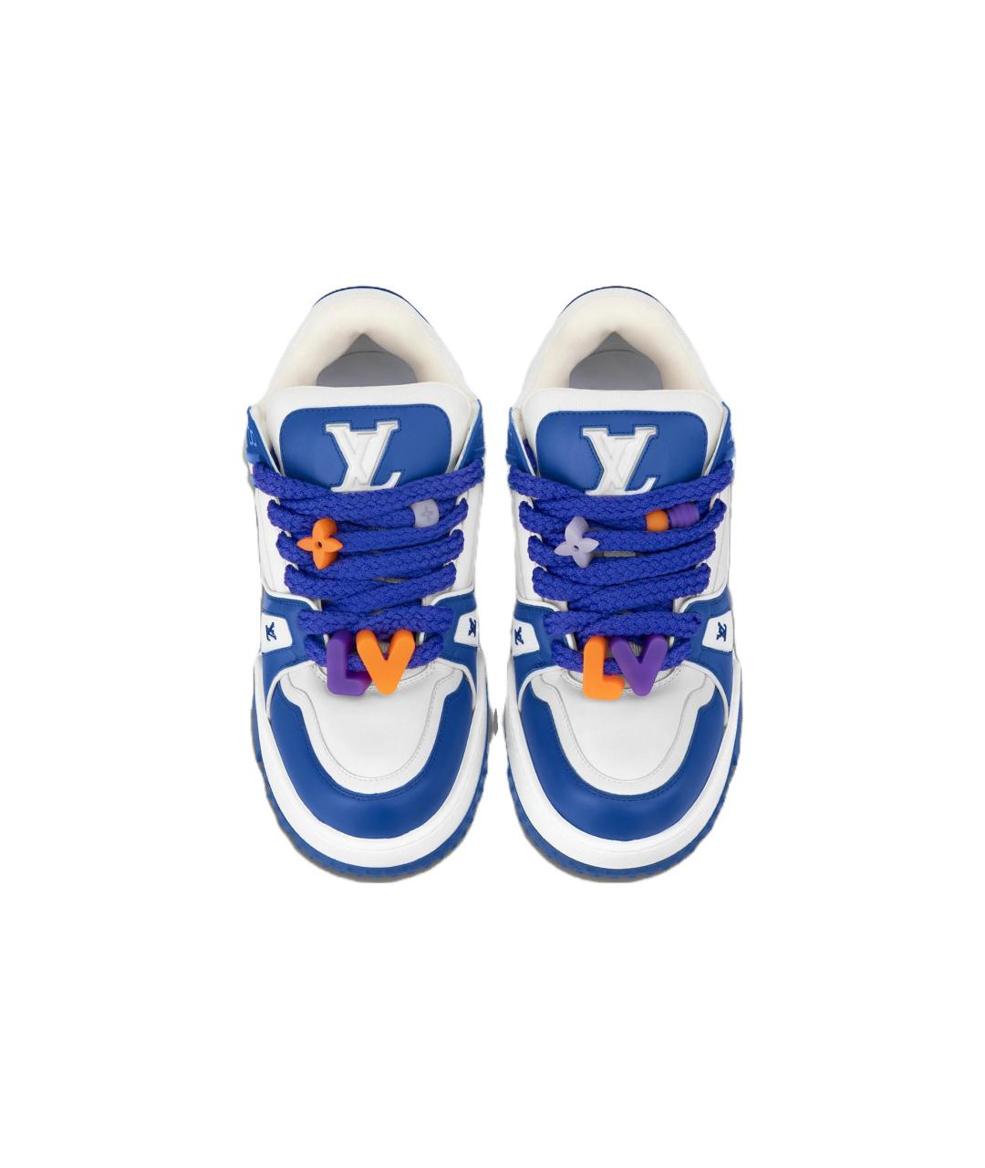 LOUIS VUITTON Синие кожаные низкие кроссовки / кеды, фото 5