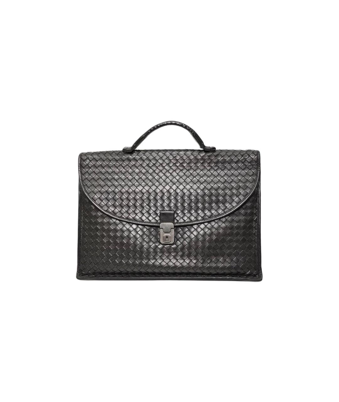BOTTEGA VENETA Черный кожаный портфель, фото 10