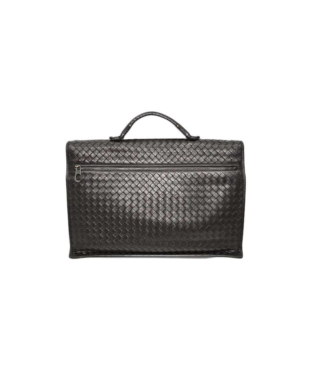 BOTTEGA VENETA Черный кожаный портфель, фото 2