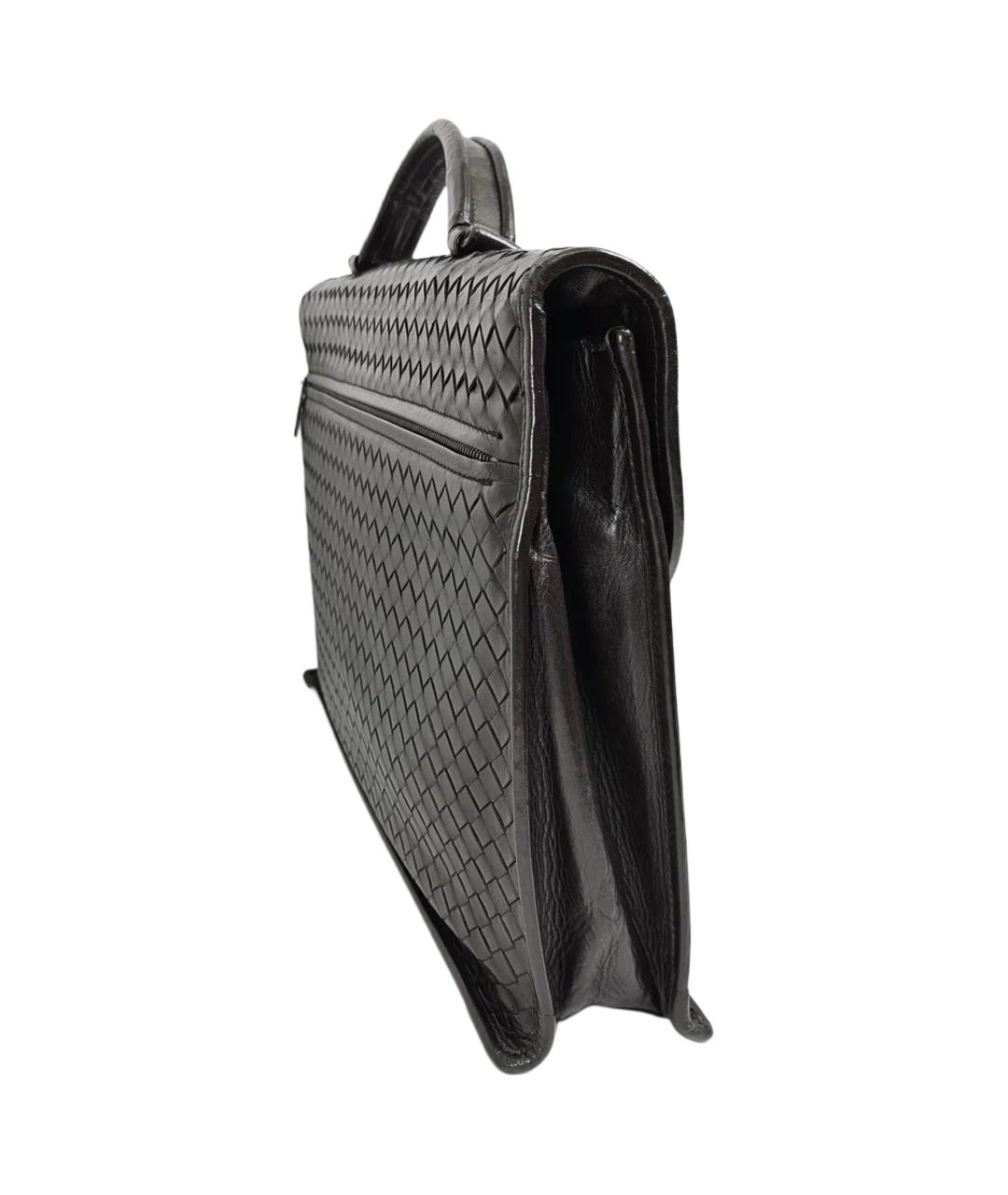 BOTTEGA VENETA Черный кожаный портфель, фото 3