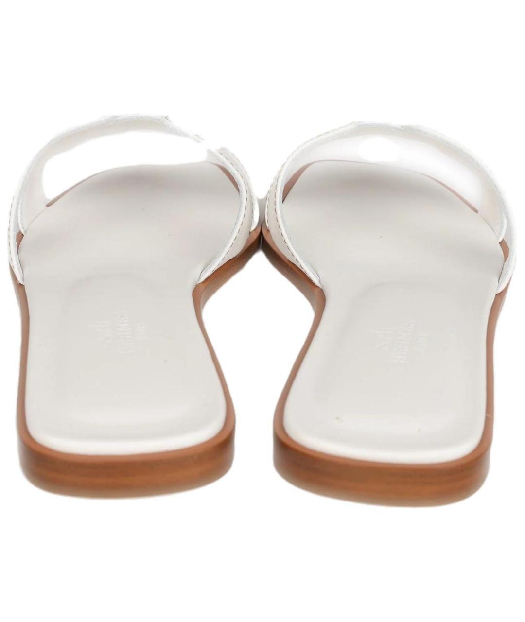 HERMES Белые кожаные сандалии, фото 6