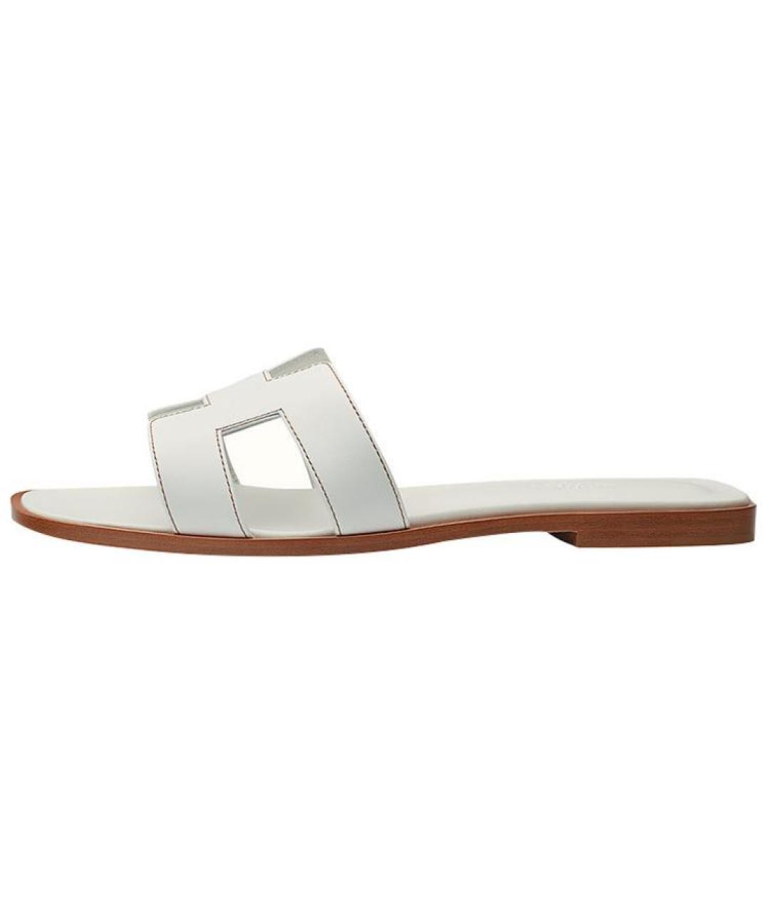 HERMES Белые кожаные сандалии, фото 2
