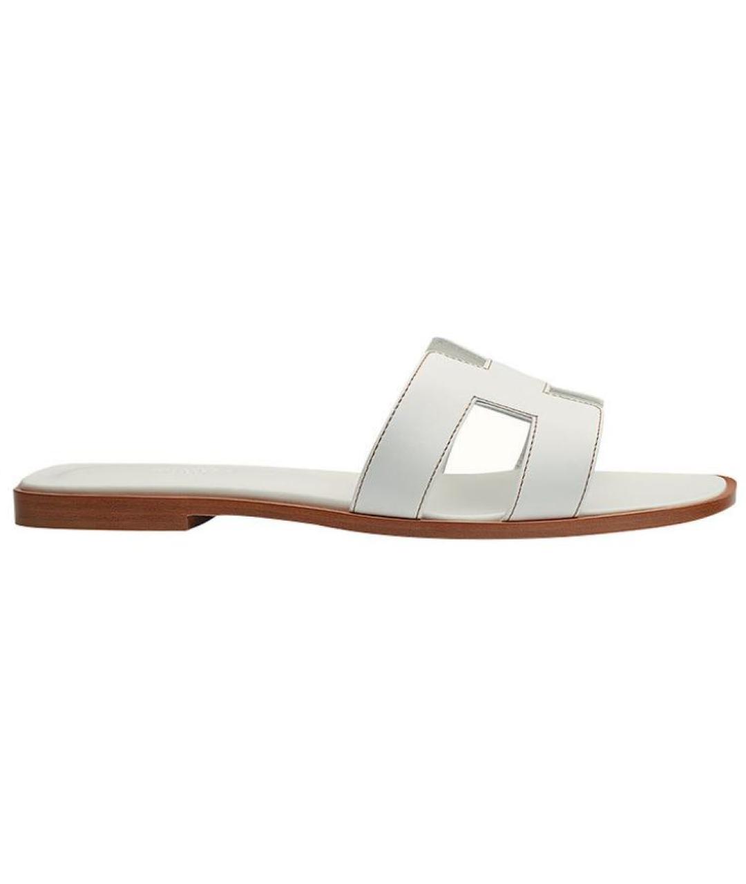 HERMES Белые кожаные сандалии, фото 1