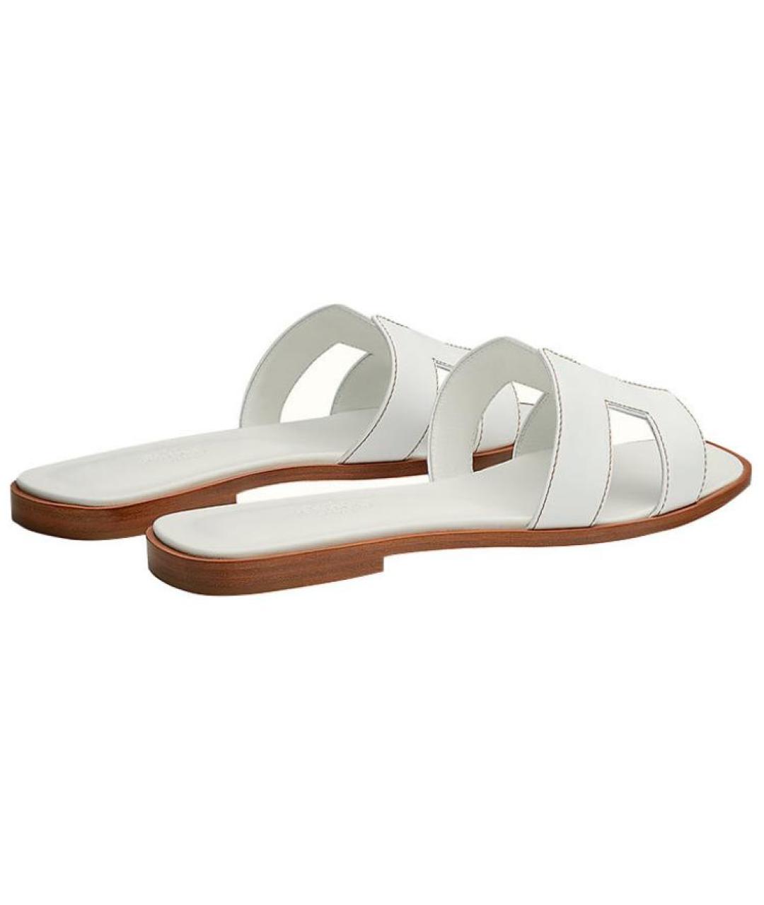 HERMES Белые кожаные сандалии, фото 4