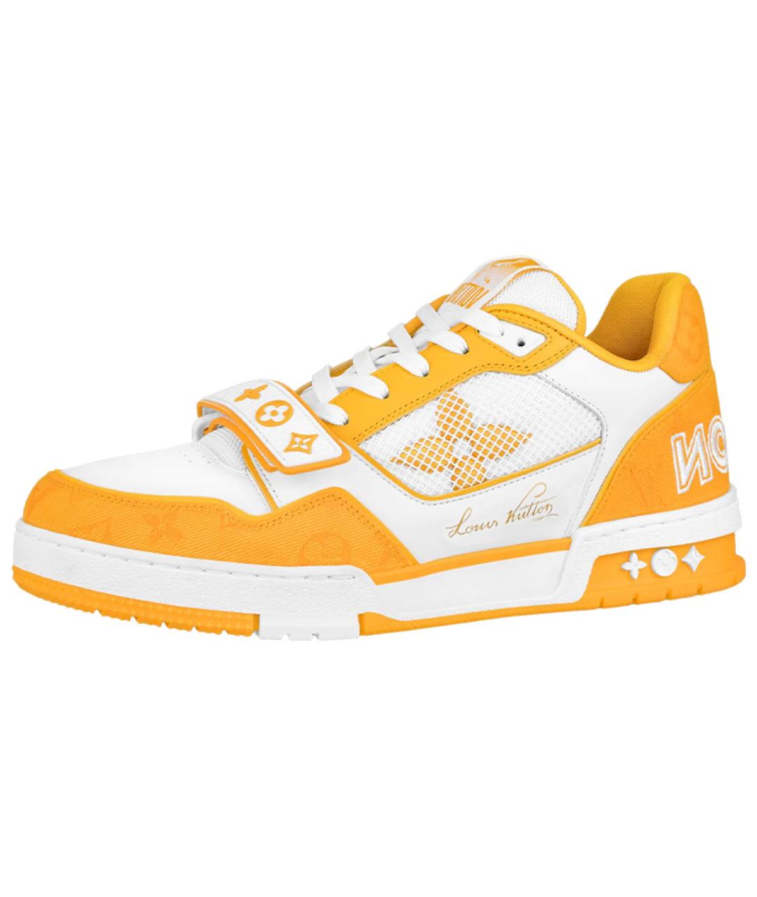 LOUIS VUITTON Оранжевое кожаные низкие кроссовки / кеды, фото 2