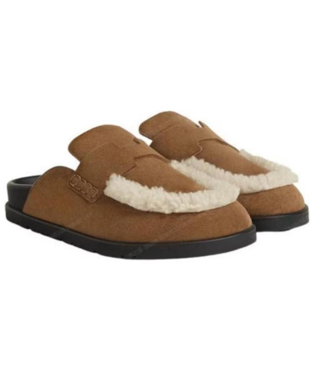 HERMES Коричневые мюли, фото 4