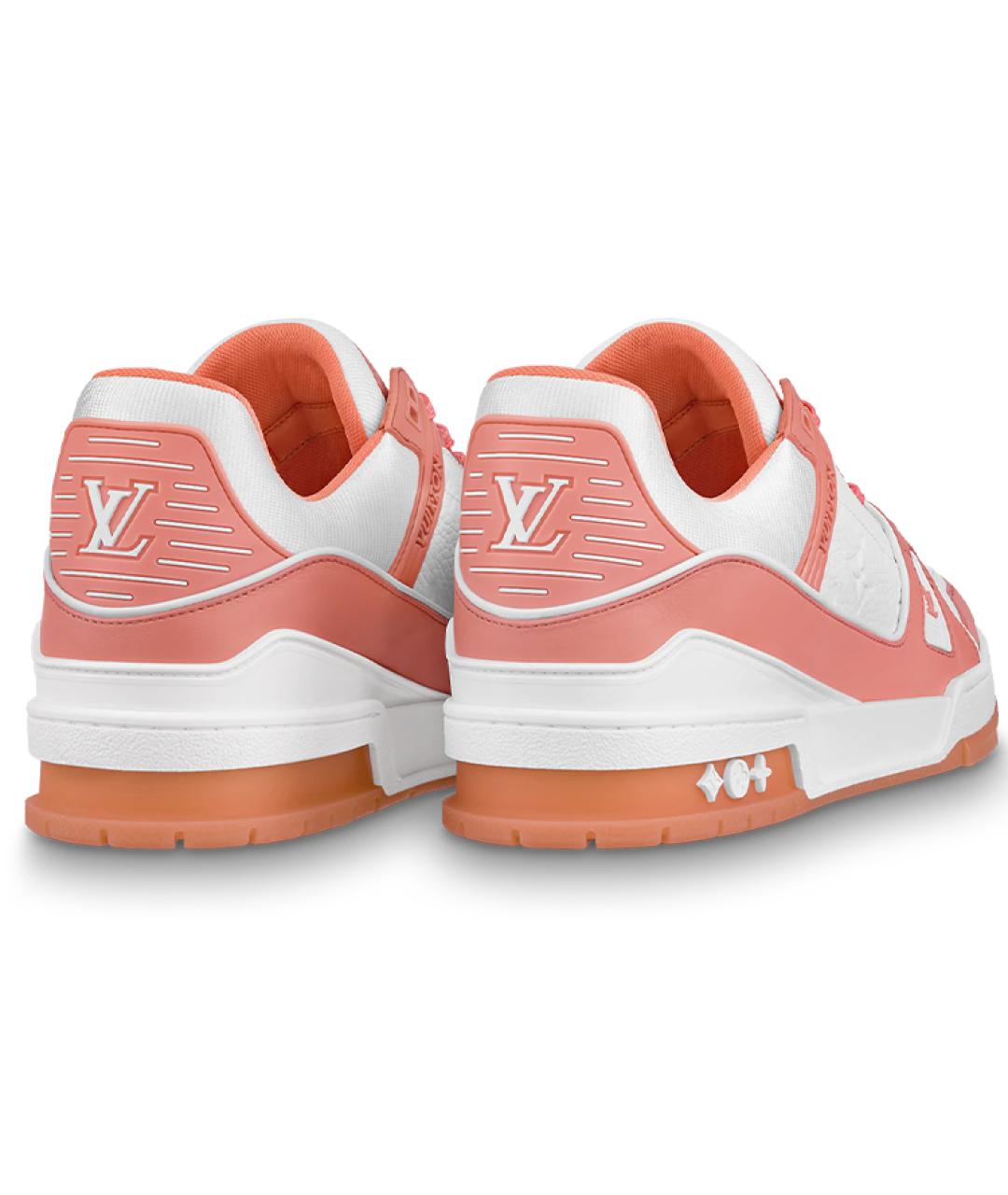 LOUIS VUITTON Коралловые кожаные низкие кроссовки / кеды, фото 4