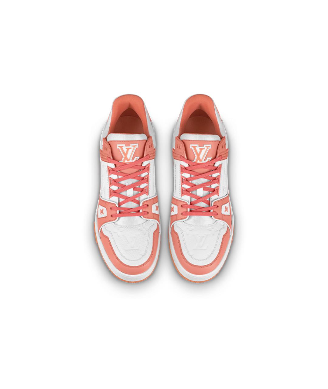 LOUIS VUITTON Коралловые кожаные низкие кроссовки / кеды, фото 3