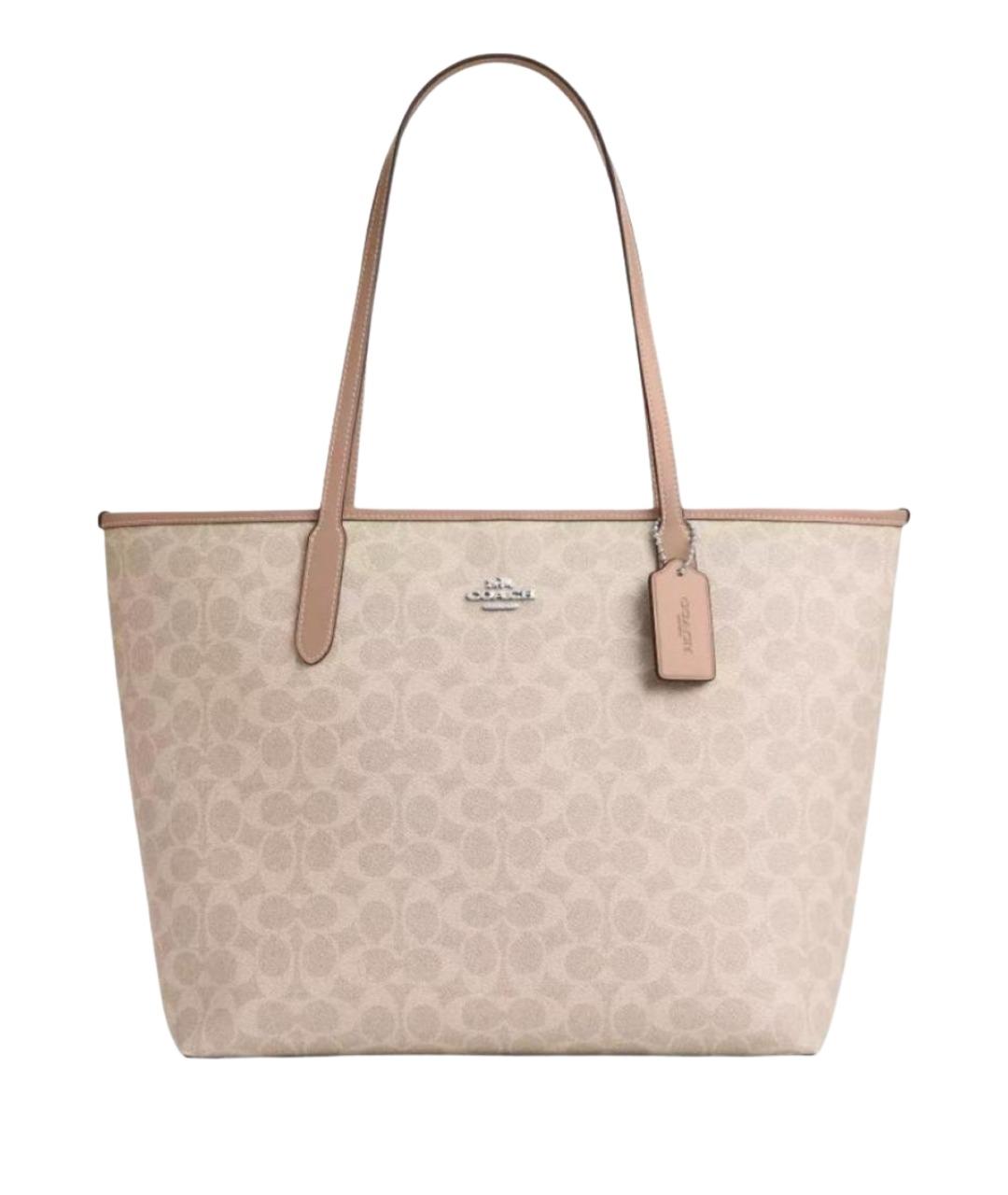 COACH Бежевая кожаная сумка тоут, фото 1