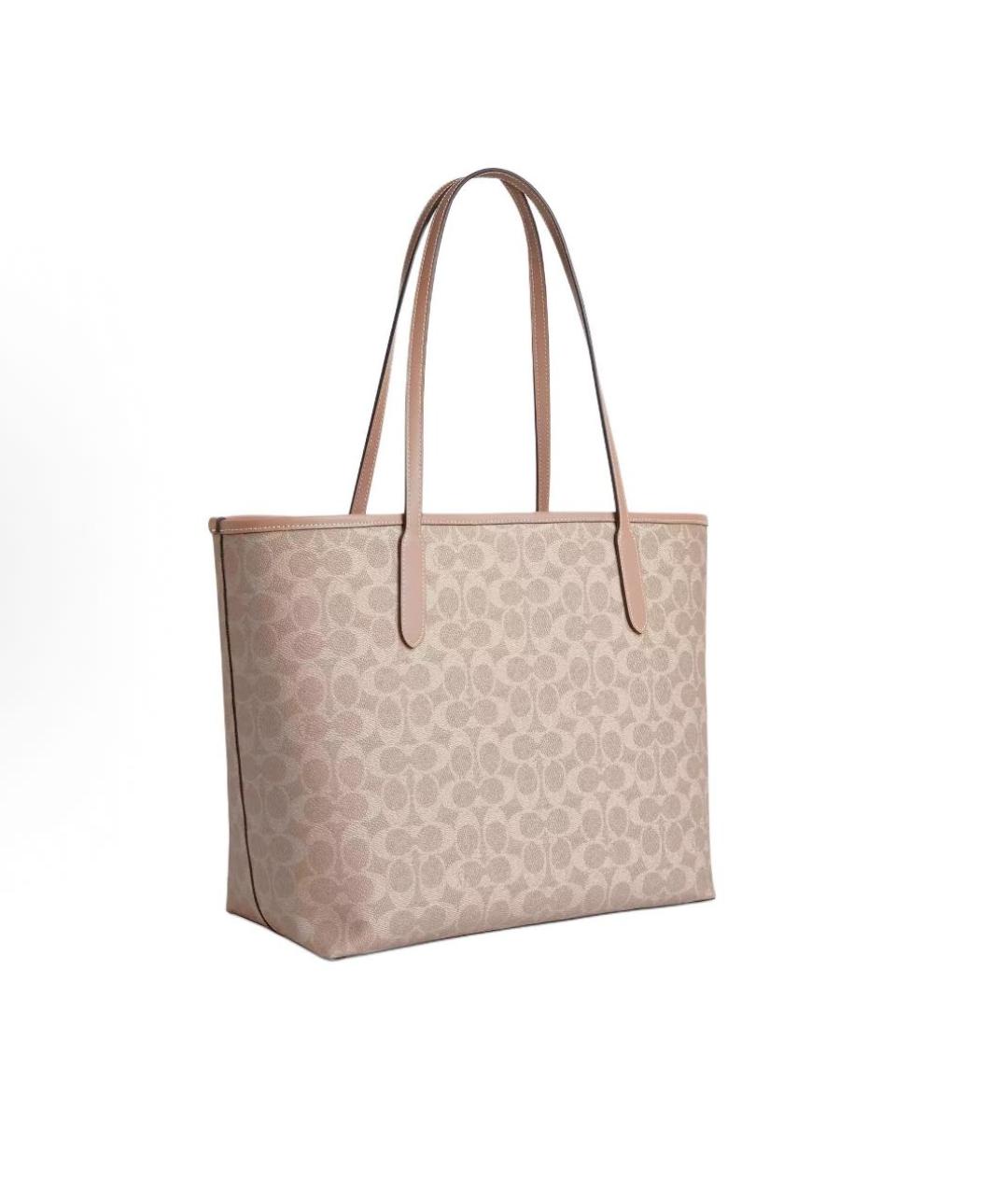 COACH Бежевая кожаная сумка тоут, фото 3