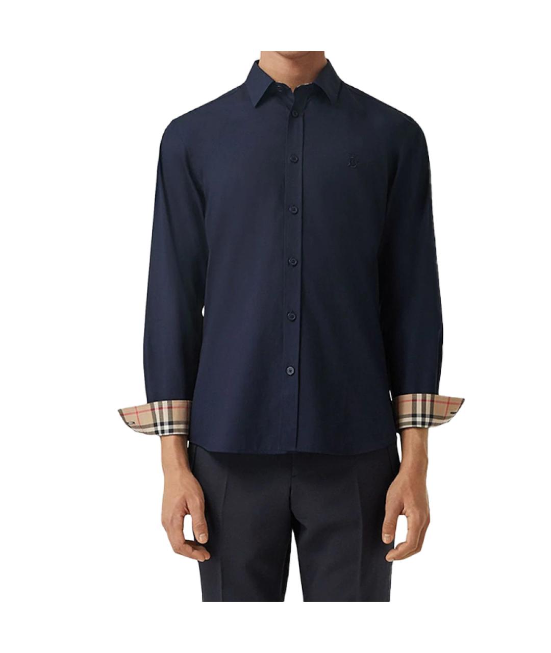 BURBERRY Синяя хлопковая классическая рубашка, фото 4