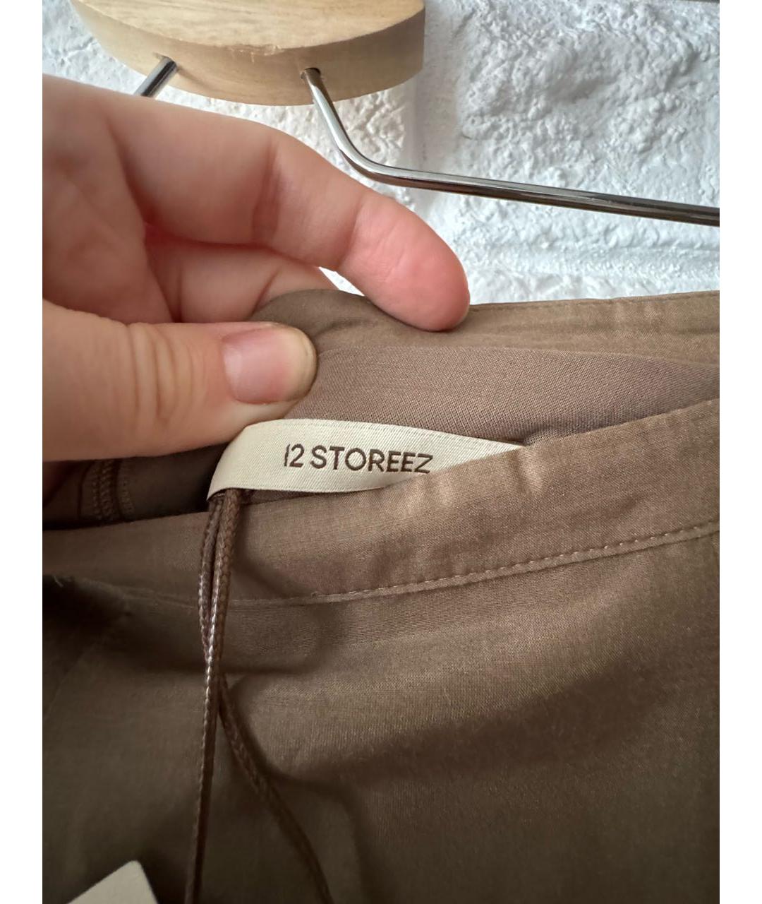 12 STOREEZ Коричневая хлопковая юбка мини, фото 3