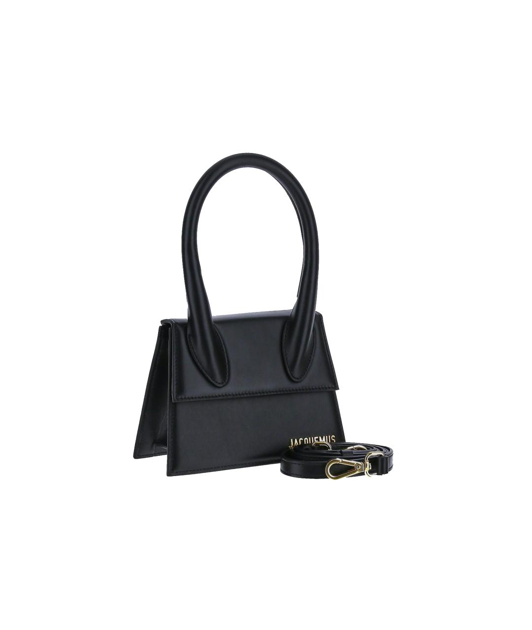 JACQUEMUS Черная кожаная сумка через плечо, фото 2