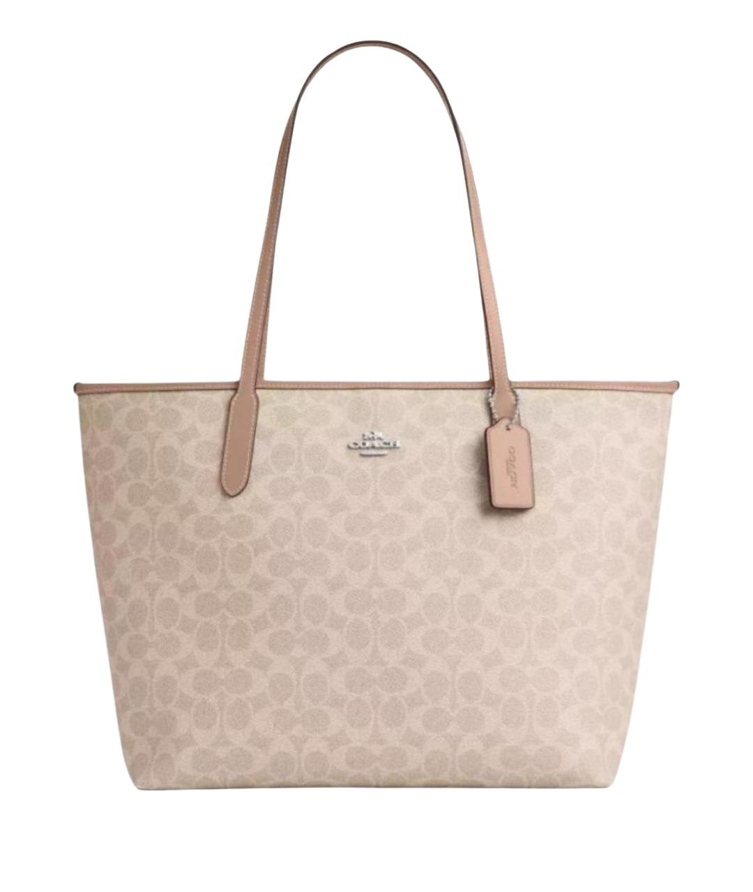 COACH Бежевая кожаная сумка тоут, фото 1