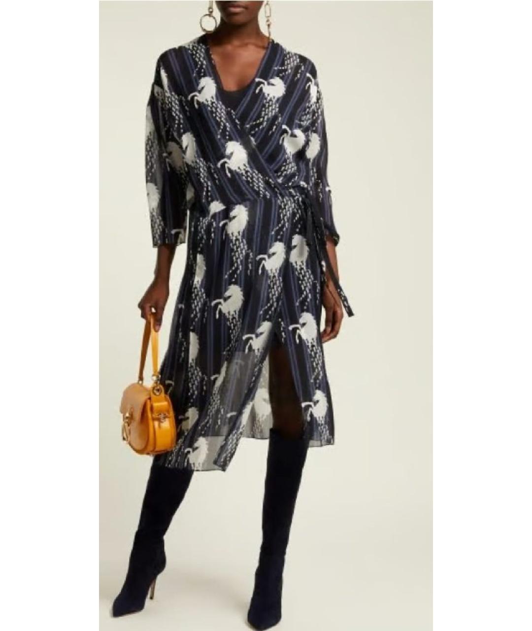 CHLOE Темно-синее креповое повседневное платье, фото 6