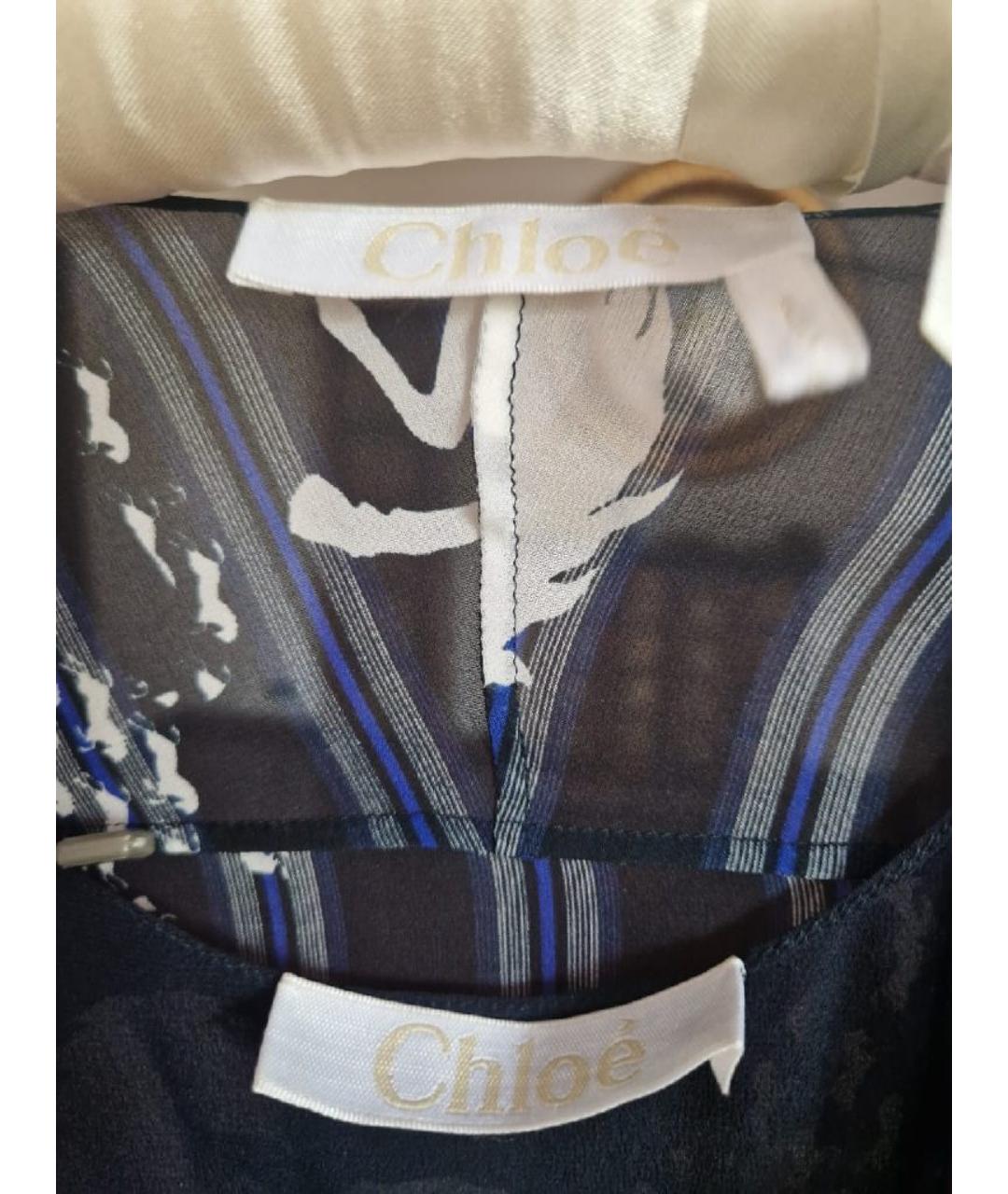 CHLOE Темно-синее креповое повседневное платье, фото 4