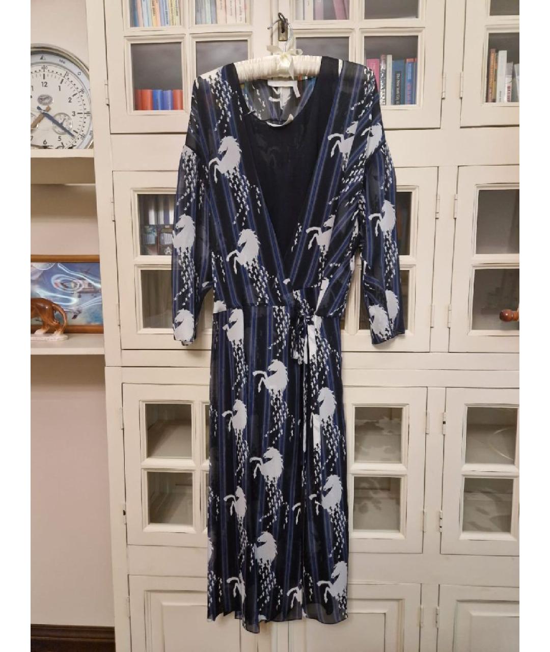 CHLOE Темно-синее креповое повседневное платье, фото 9