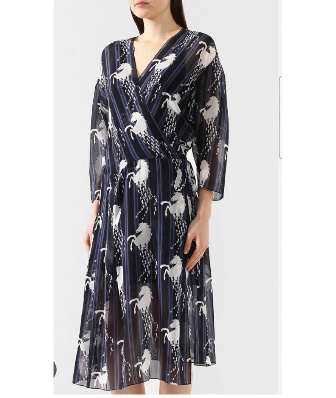 CHLOE Темно-синее креповое повседневное платье, фото 7