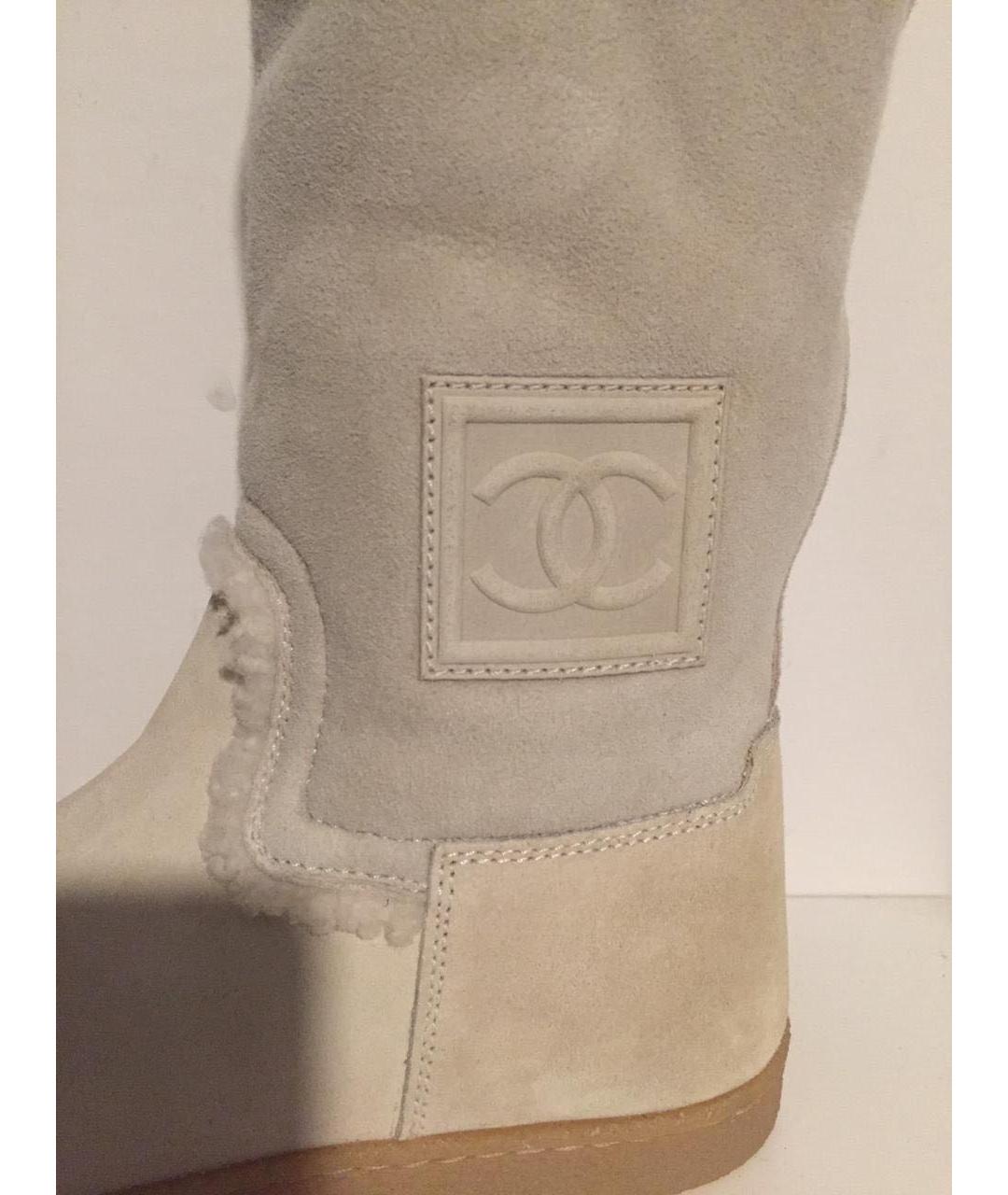 CHANEL Серые замшевые сапоги, фото 4