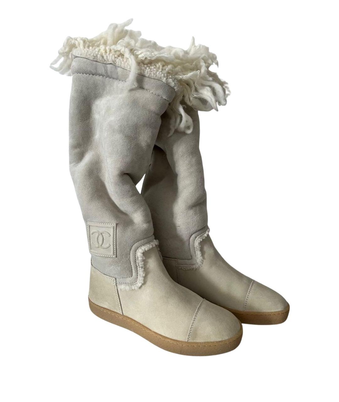 CHANEL Серые замшевые сапоги, фото 1