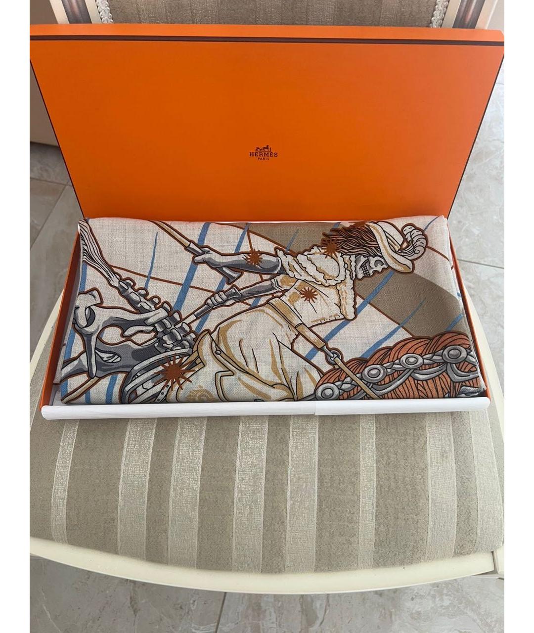 HERMES Мульти кашемировый платок, фото 6