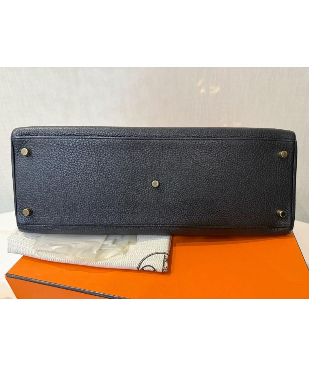 HERMES Черная кожаная сумка тоут, фото 3