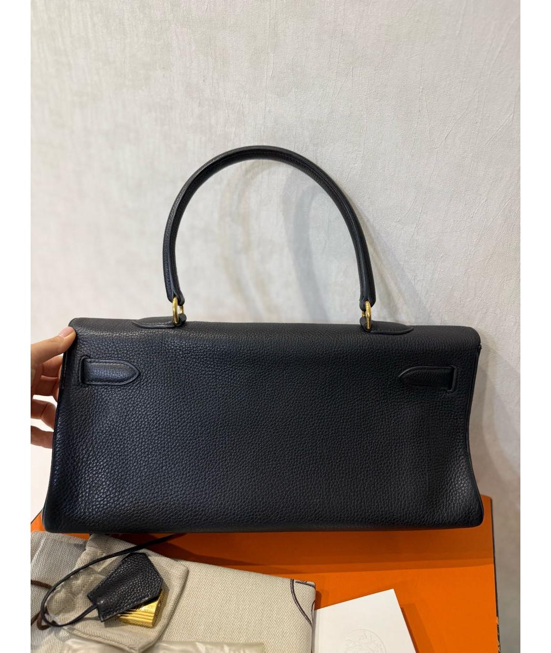 HERMES Черная кожаная сумка тоут, фото 2