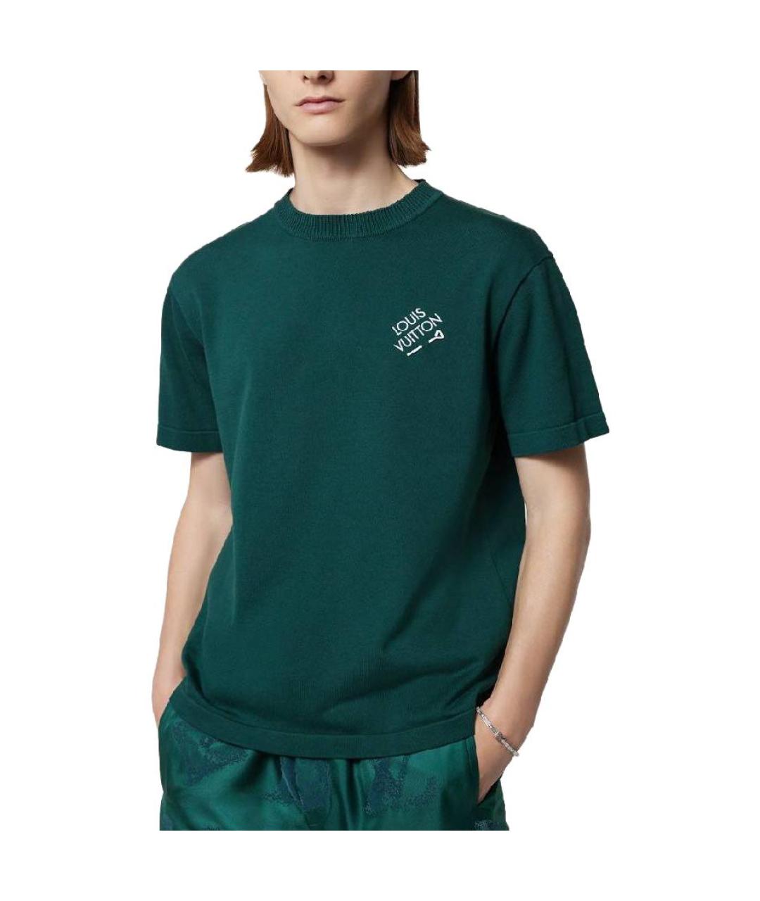 LOUIS VUITTON Зеленая хлопковая футболка, фото 4