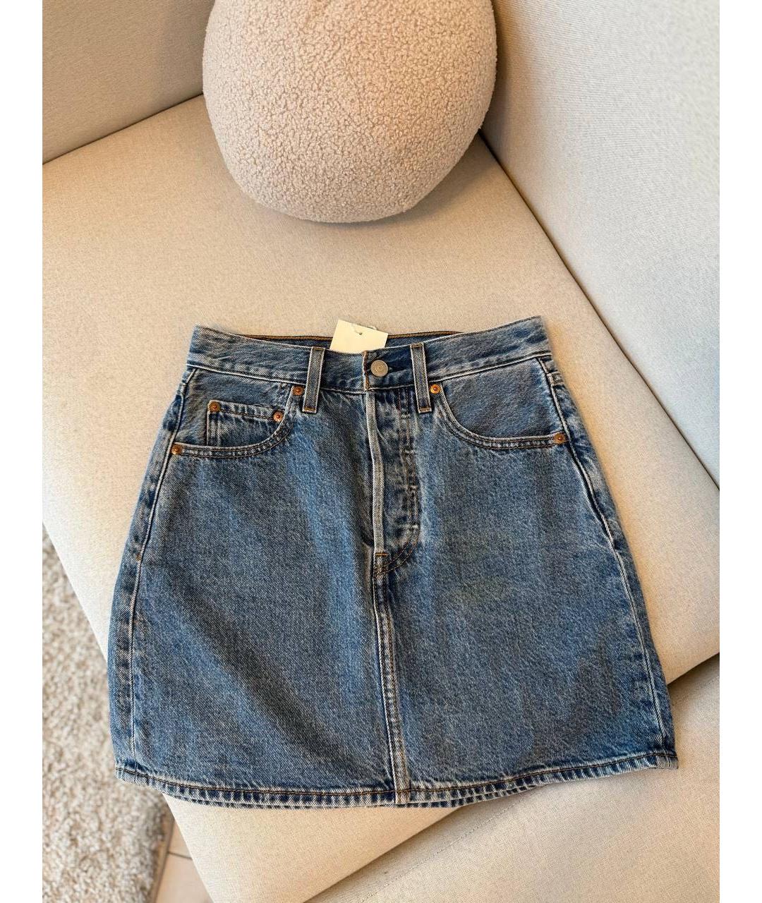 LEVI'S Синяя деним юбка мини, фото 6