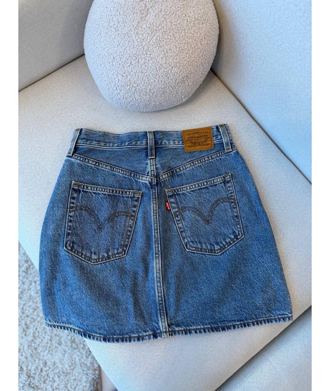 LEVI'S Синяя деним юбка мини, фото 2