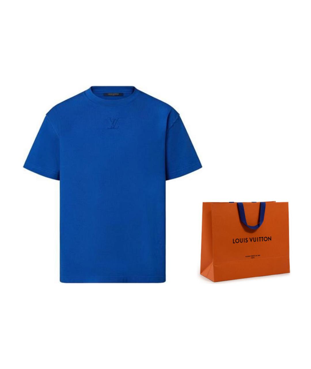 LOUIS VUITTON Синяя хлопковая футболка, фото 2