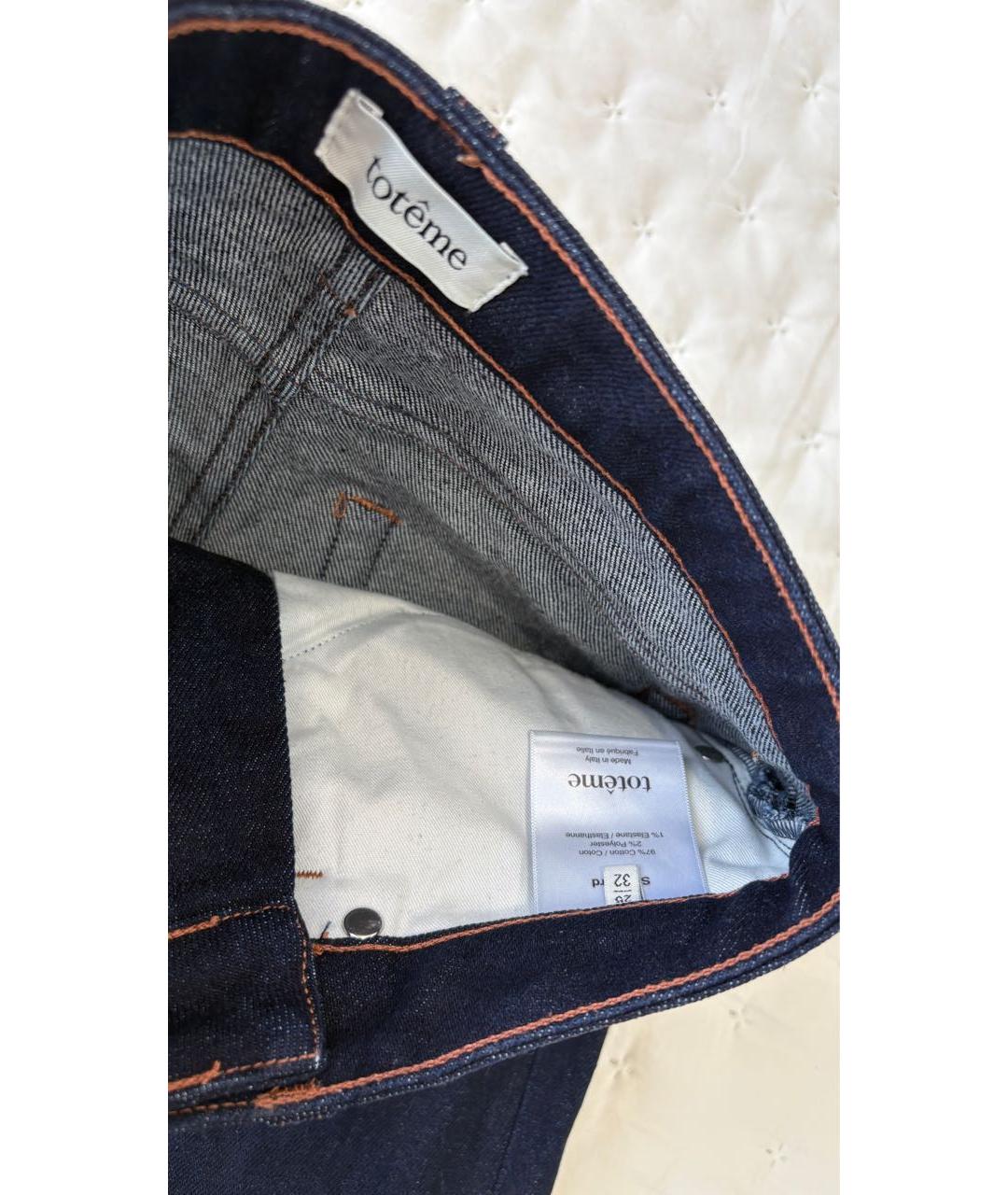 TOTEME Темно-синие хлопковые прямые джинсы, фото 3