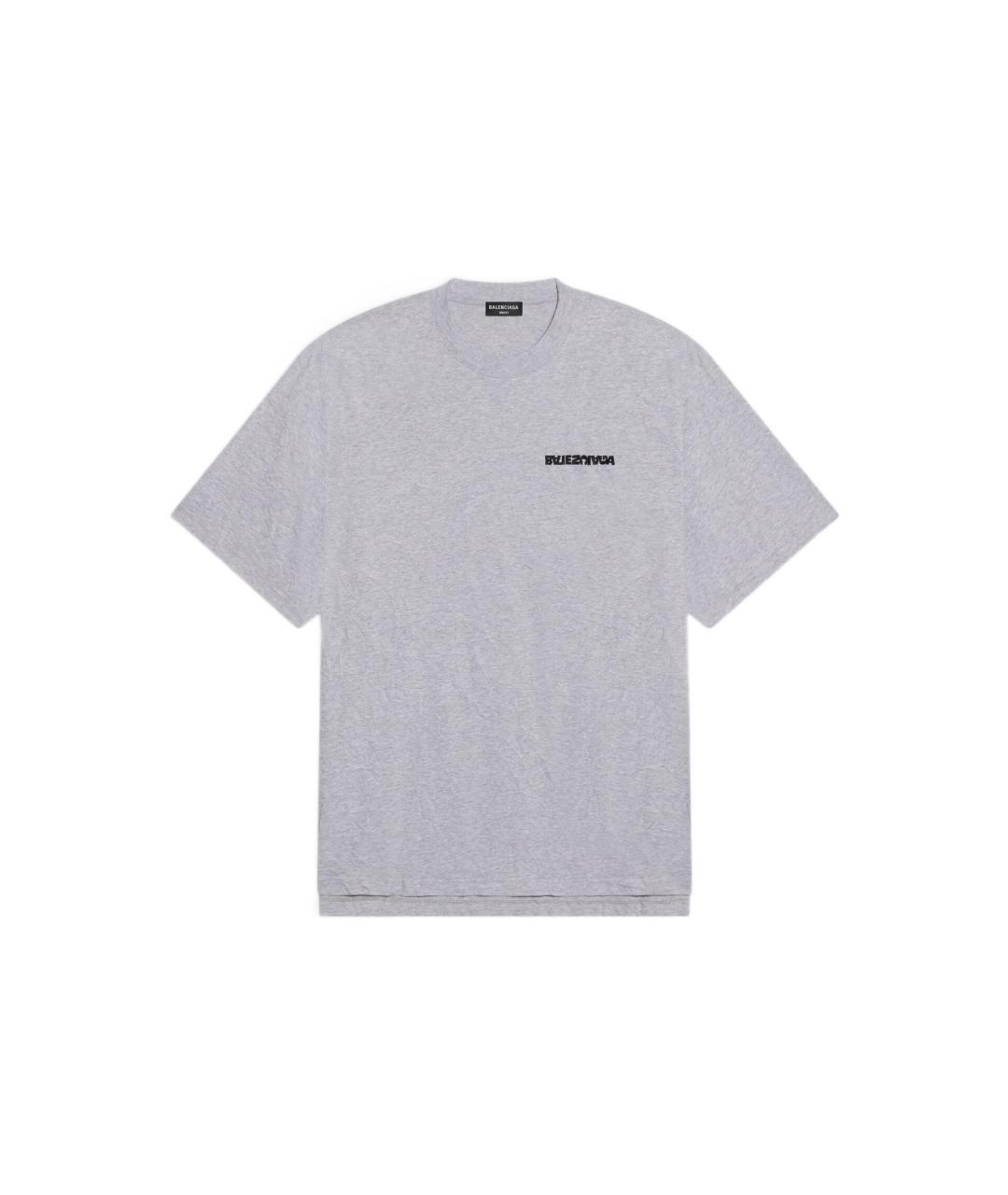 BALENCIAGA Серая хлопковая футболка, фото 1