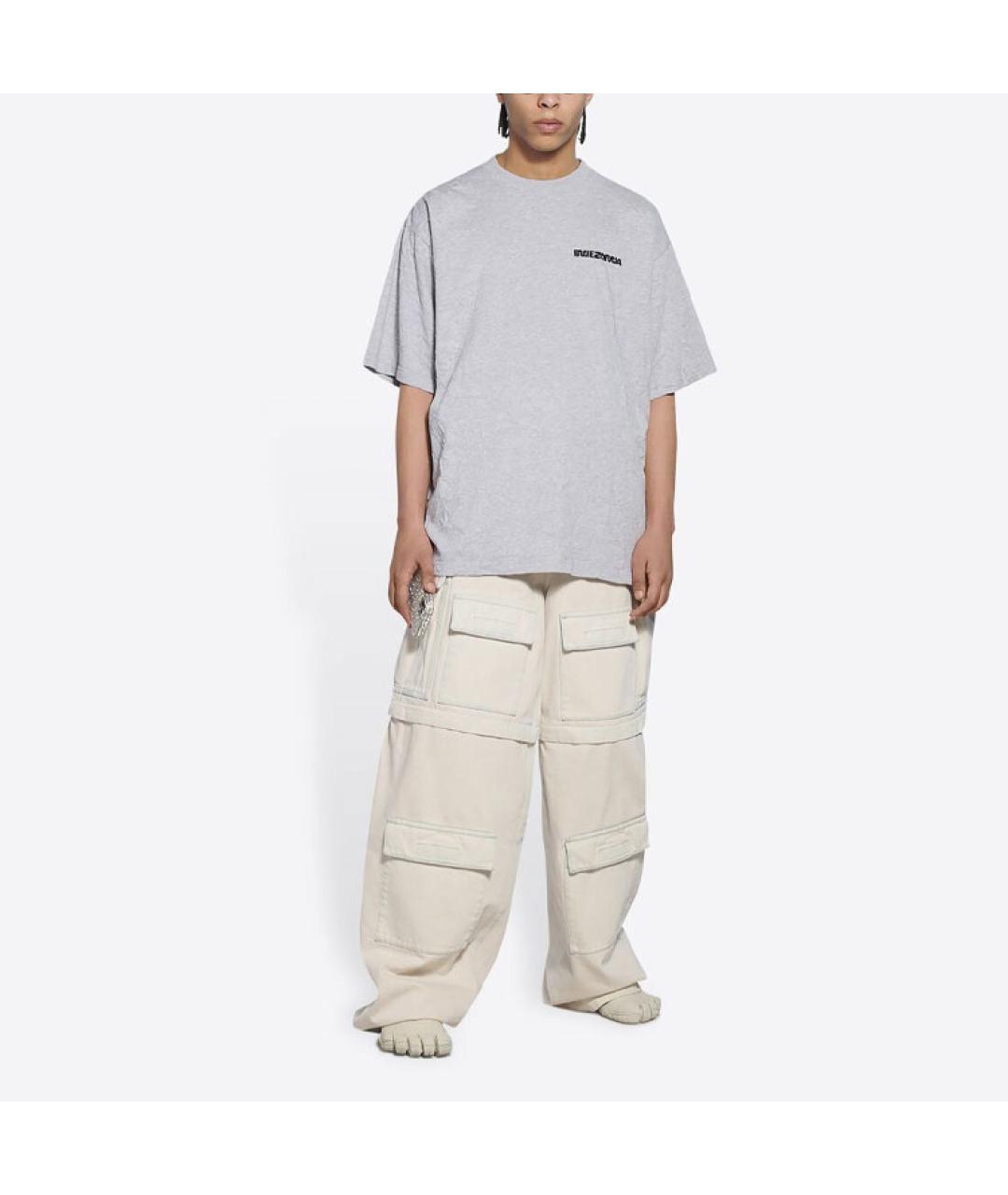 BALENCIAGA Серая хлопковая футболка, фото 5