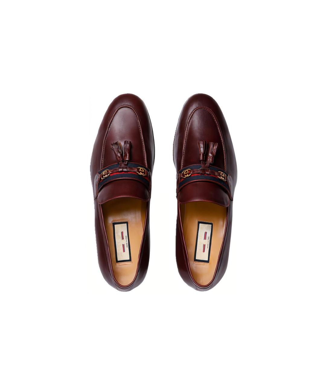 GUCCI Бордовые кожаные туфли, фото 5