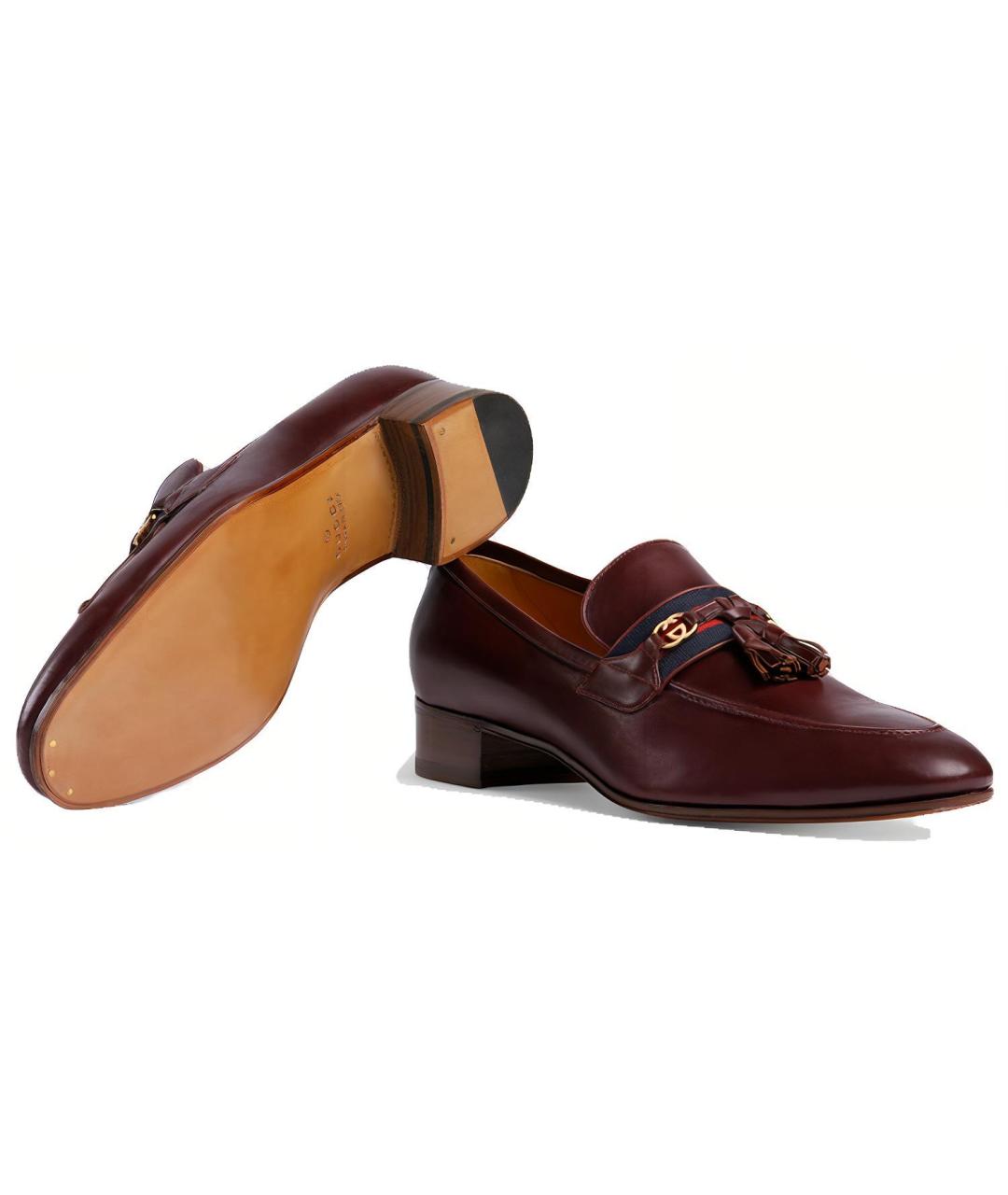 GUCCI Бордовые кожаные туфли, фото 4