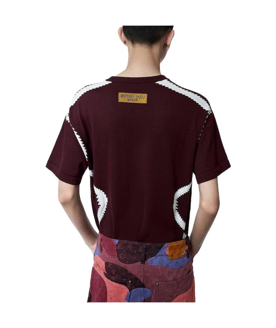 LOUIS VUITTON Бордовая хлопковая футболка, фото 3