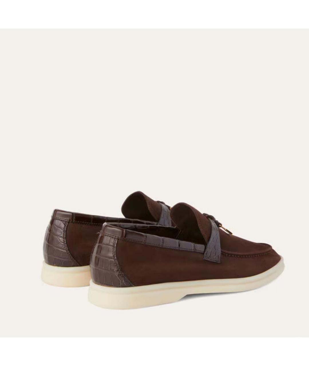 LORO PIANA Коричневые замшевые лоферы, фото 3