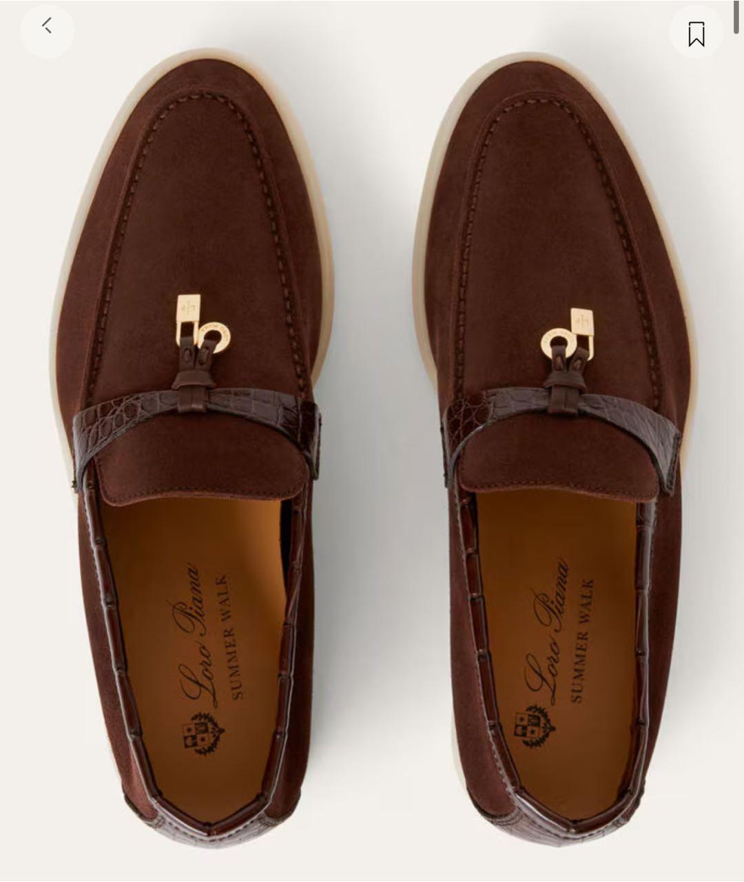 LORO PIANA Коричневые замшевые лоферы, фото 4