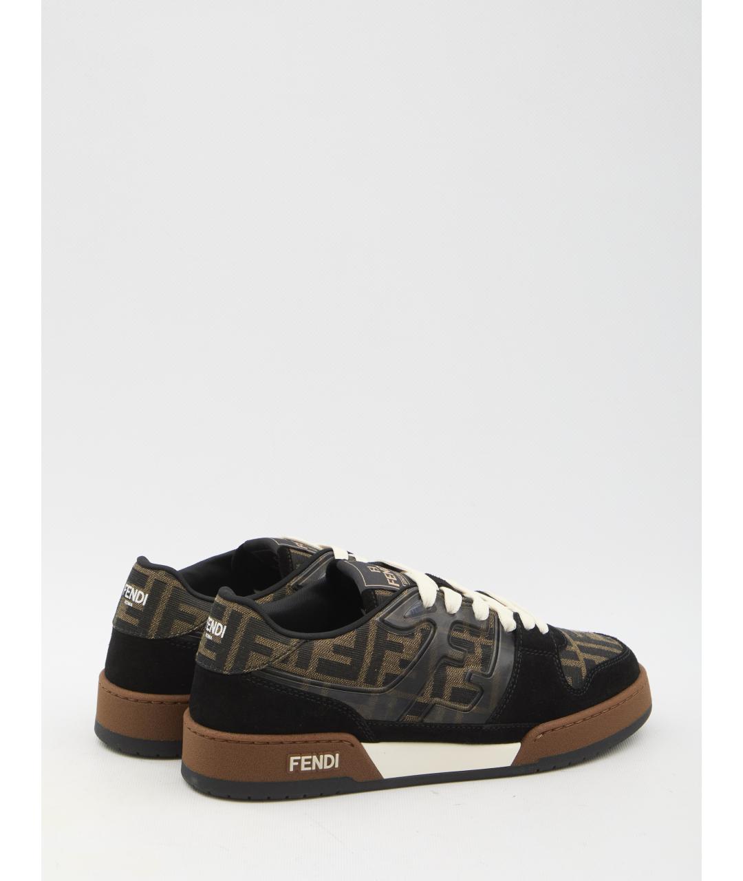 FENDI Коричневые кожаные низкие кроссовки / кеды, фото 2
