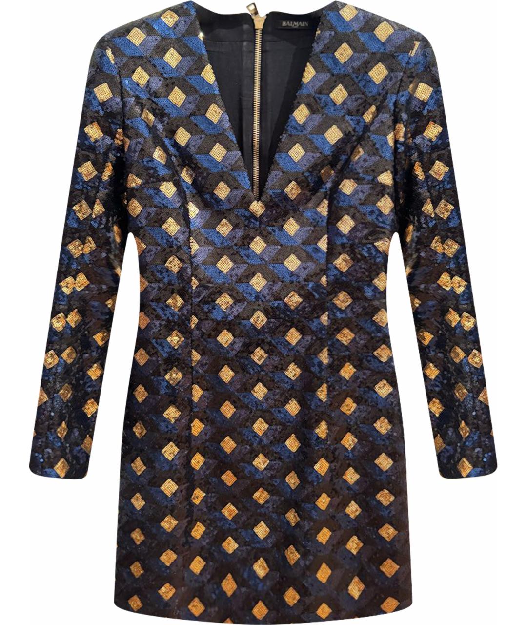 BALMAIN Мульти полиэстеровое коктейльное платье, фото 1