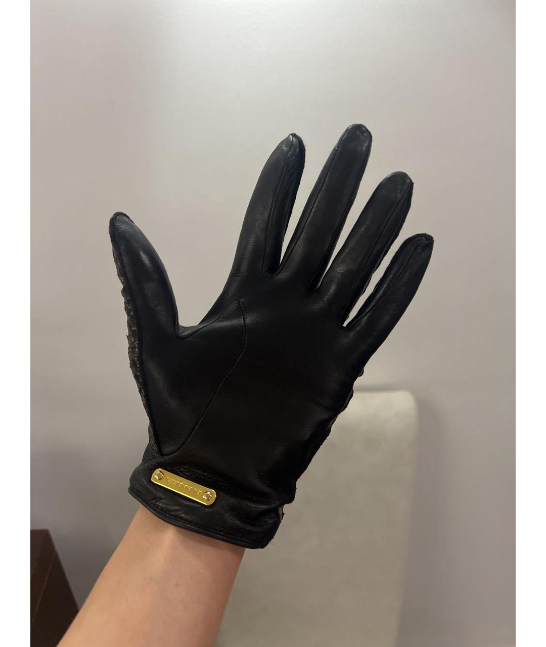 BURBERRY Черные кожаные перчатки, фото 5